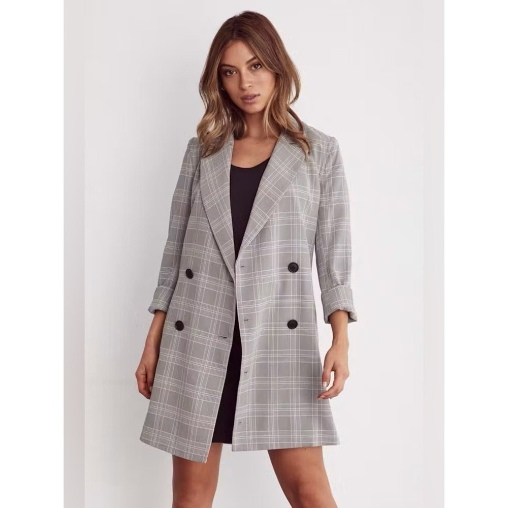 NWT VETTA Capsule Blazer Dress Large Terracotta Plaid Convertible 3-in-1 Vest